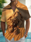 Oceanlyte Men's Printed Sand Tiger Print Short Sleeve Shirt with Chest Pocket