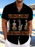Oceanlyte Men's Graphic Steampunk Musical Instruments Print Short Sleeve Shirt with Chest Pocket