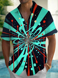 Oceanlyte Men's Graphic Abstract Spiral Geometric Lines Print Short Sleeve Shirt with Chest Pocket