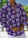 Oceanlyte Men's Printed Snowflake Pattern Long Sleeve Shirt with Chest Pocket