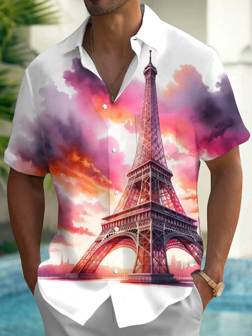 Oceanlyte Men's Graphic Fashion Top Print Short Sleeve Shirt with Chest Pocket