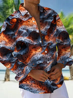 Oceanlyte Men's Graphic Musical Notes Print Long Sleeve Shirt with Chest Pocket