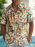 Oceanlyte Men's Printed Colorful Paint Splatter Print Short Sleeve Shirt with Chest Pocket