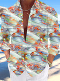 Oceanlyte Men's Printed Abstract Swirl Pattern Long Sleeve Shirt with Chest Pocket