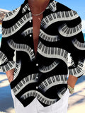 Oceanlyte Men's Graphic Wavy Piano Keys Print Long Sleeve Shirt with Chest Pocket