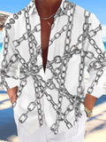 Oceanlyte Men's Printed Iron Chain Pattern Long Sleeve Shirt with Chest Pocket