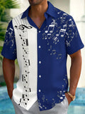 Oceanlyte Men's Graphic Musical Notes Print Music Staff Print Short Sleeve Shirt with Chest Pocket