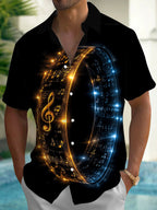 Oceanlyte Musical Notes Short Sleeve Shirt with Chest Pocket
