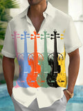 Oceanlyte Men's Printed Colorful Violin Print Short Sleeve Shirt with Chest Pocket