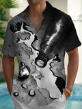 Oceanlyte Men's Printed Spilled Liquid Print Short Sleeve Shirt with Chest Pocket