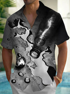 Oceanlyte Men's Printed Spilled Liquid Print Short Sleeve Shirt with Chest Pocket