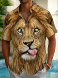 Oceanlyte Men's Graphic Animal Portrait Print Short Sleeve Shirt with Chest Pocket