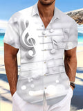 Oceanlyte Men's Printed Musical Notes Print Treble Clef Print Short Sleeve Shirt with Chest Pocket