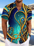 Oceanlyte Men's Printed Abstract Swirl Pattern Short Sleeve Shirt with Chest Pocket
