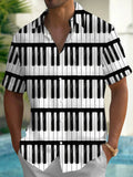 Oceanlyte Men's Graphic Piano Keyboard Print Short Sleeve Shirt with Chest Pocket