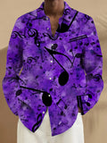 Oceanlyte Men's Printed Music Notes Print Long Sleeve Shirt with Chest Pocket
