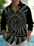 Oceanlyte Men's Graphic Guitar Fretboard Spiral Print Long Sleeve Shirt with Chest Pocket