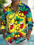 Oceanlyte Men's Graphic Christmas Reindeer Print Long Sleeve Shirt with Chest Pocket
