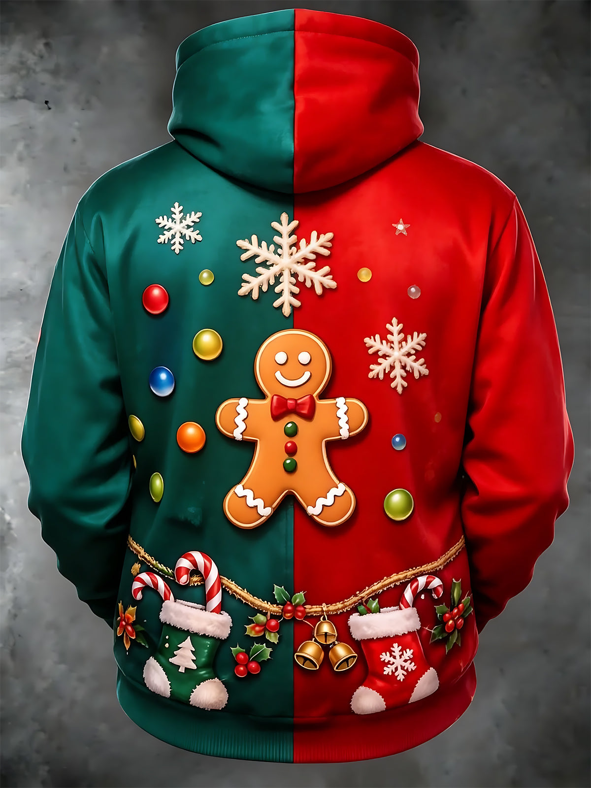 Oceanlyte Men's Graphic Christmas Holiday Print Long Sleeve Hoodie with Chest Pocket
