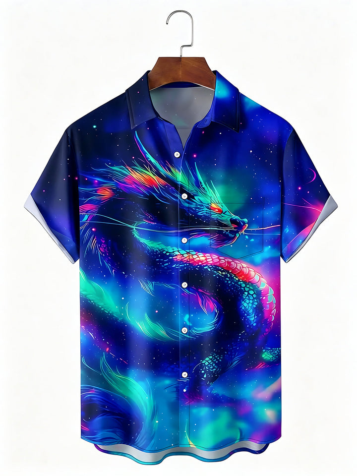 Dragon Tie Dye Men's Pocket Short Sleeve Shirts