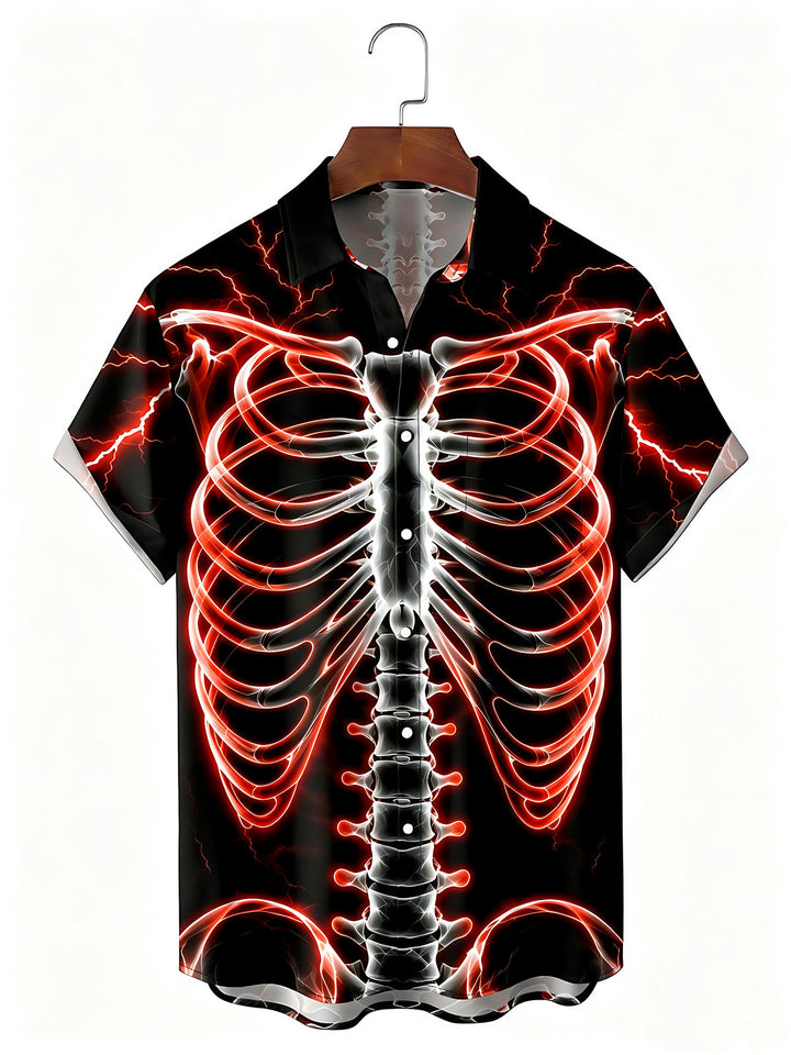 Dark Skull Bone Men's Pocket Short Sleeve Shirts