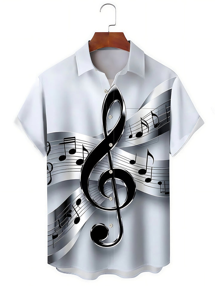 Musical Note Men's Pocket Short Sleeve Shirts