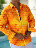 Oceanlyte Men's Honeycomb Geometric Gradient Print Long Sleeve Button Down Shirt with Chest Pocket