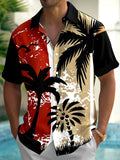 Vintage Coconut Tree Men's Pocket Short Sleeve Shirts