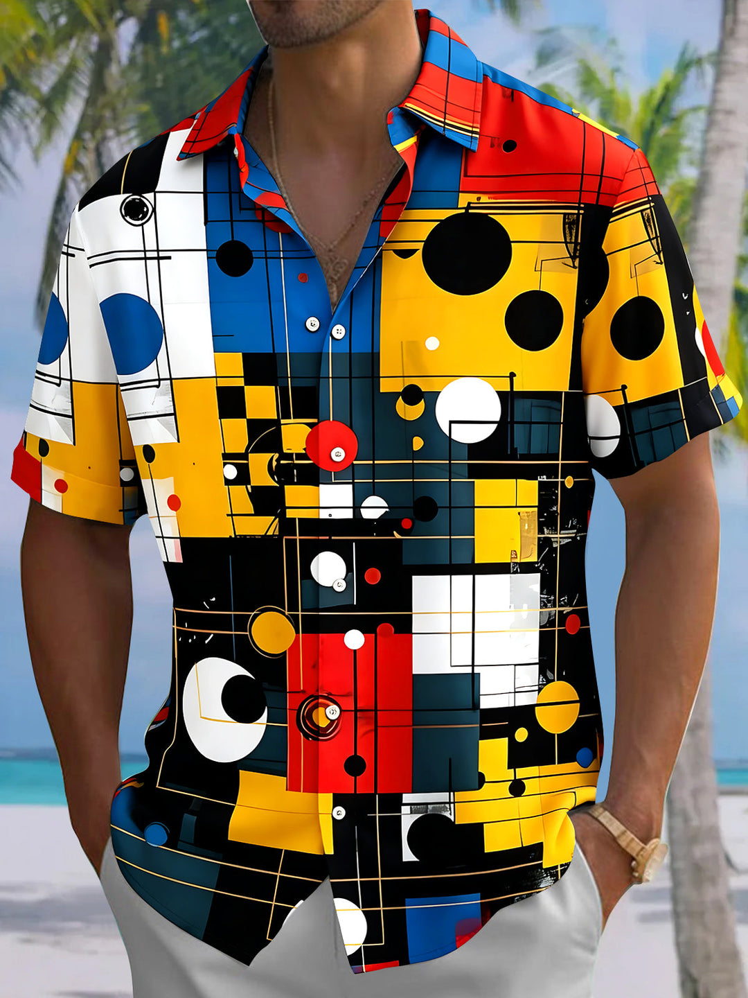 Geometry Men's Pocket Short Sleeve Shirts