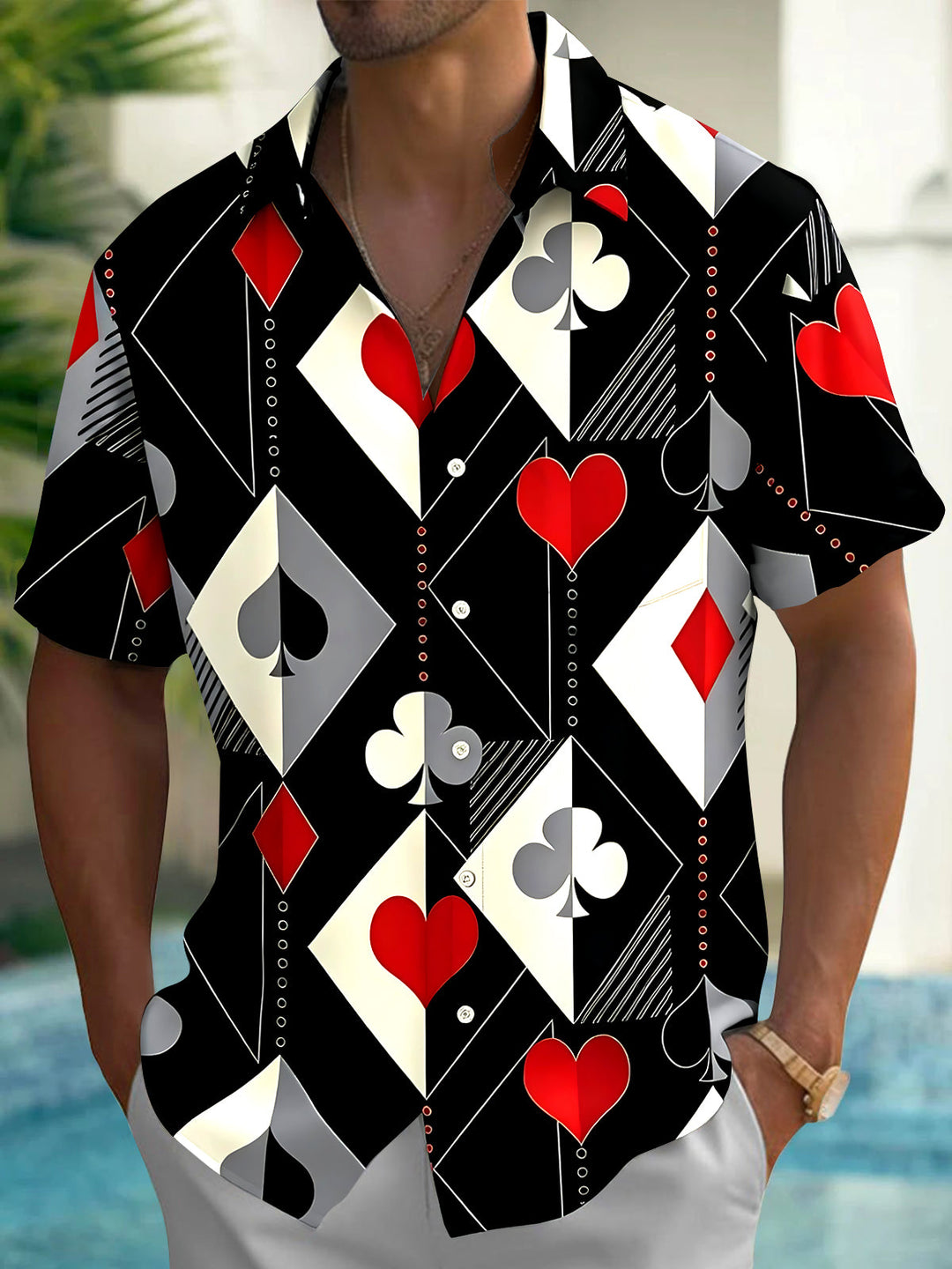 Poker Men's Pocket Short Sleeve Shirts