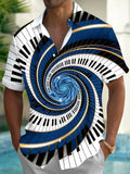 Oceanlyte Men's Graphic Spiral Piano Keys Print Short Sleeve Shirt with Chest Pocket