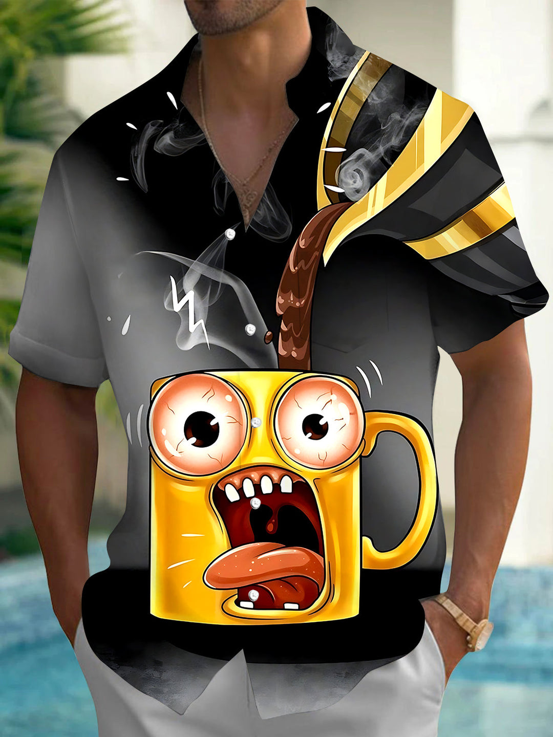 Funny Coffee Men's Pocket Short Sleeve Shirts