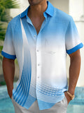 Oceanlyte Men's Abstract Blue Gradient Dots Print Short Sleeve Shirt with Chest Pocket