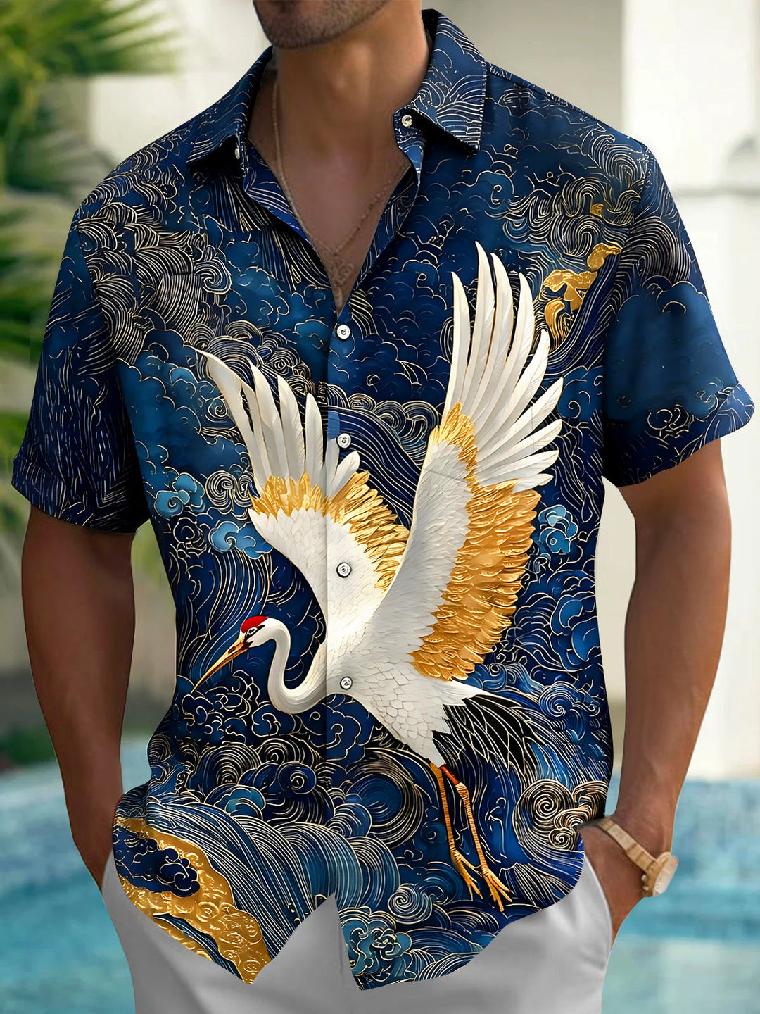 Swan Cloud Men's Pocket Short Sleeve Shirts