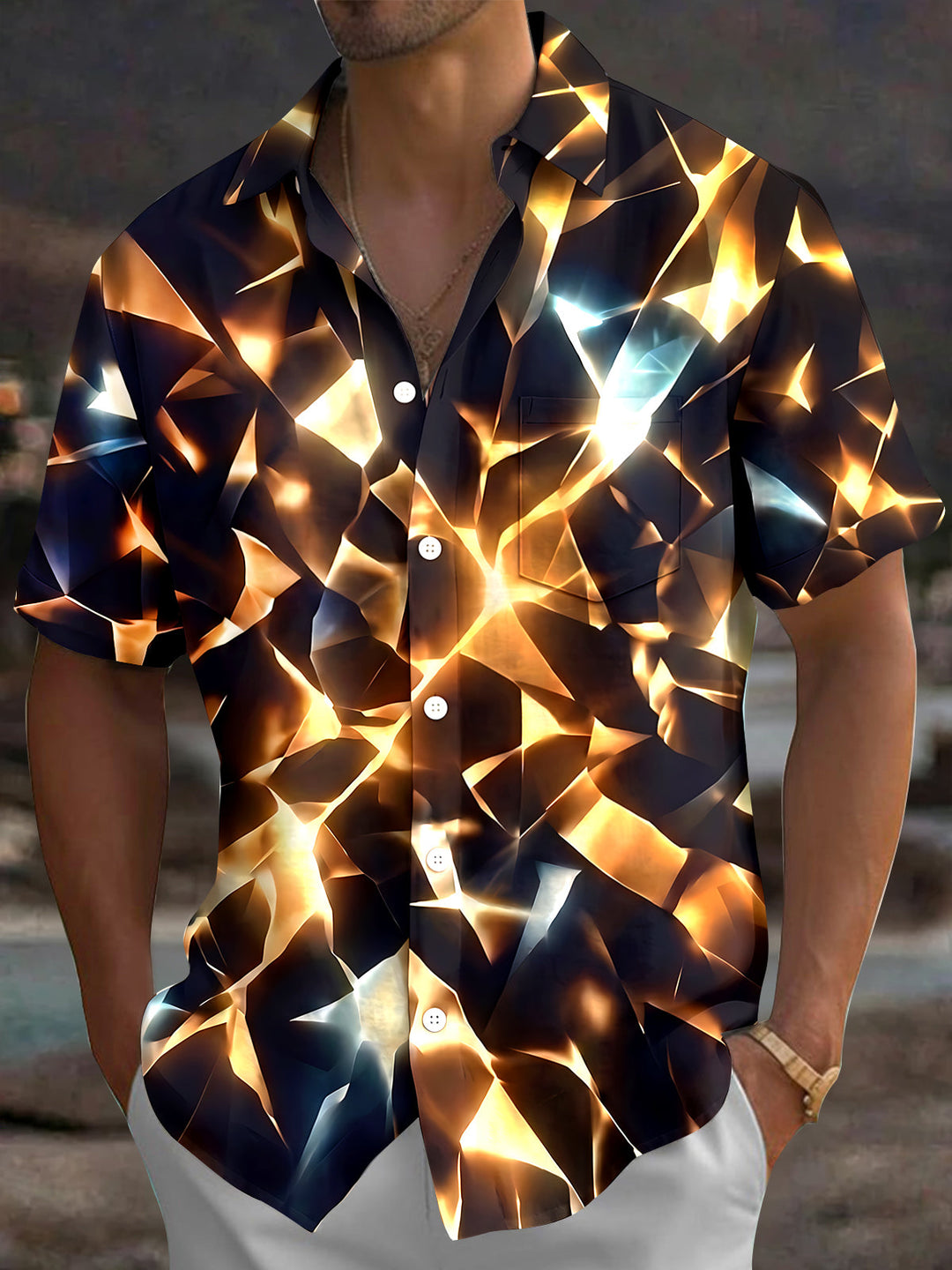 Geometry Men's Pocket Short Sleeve Shirts