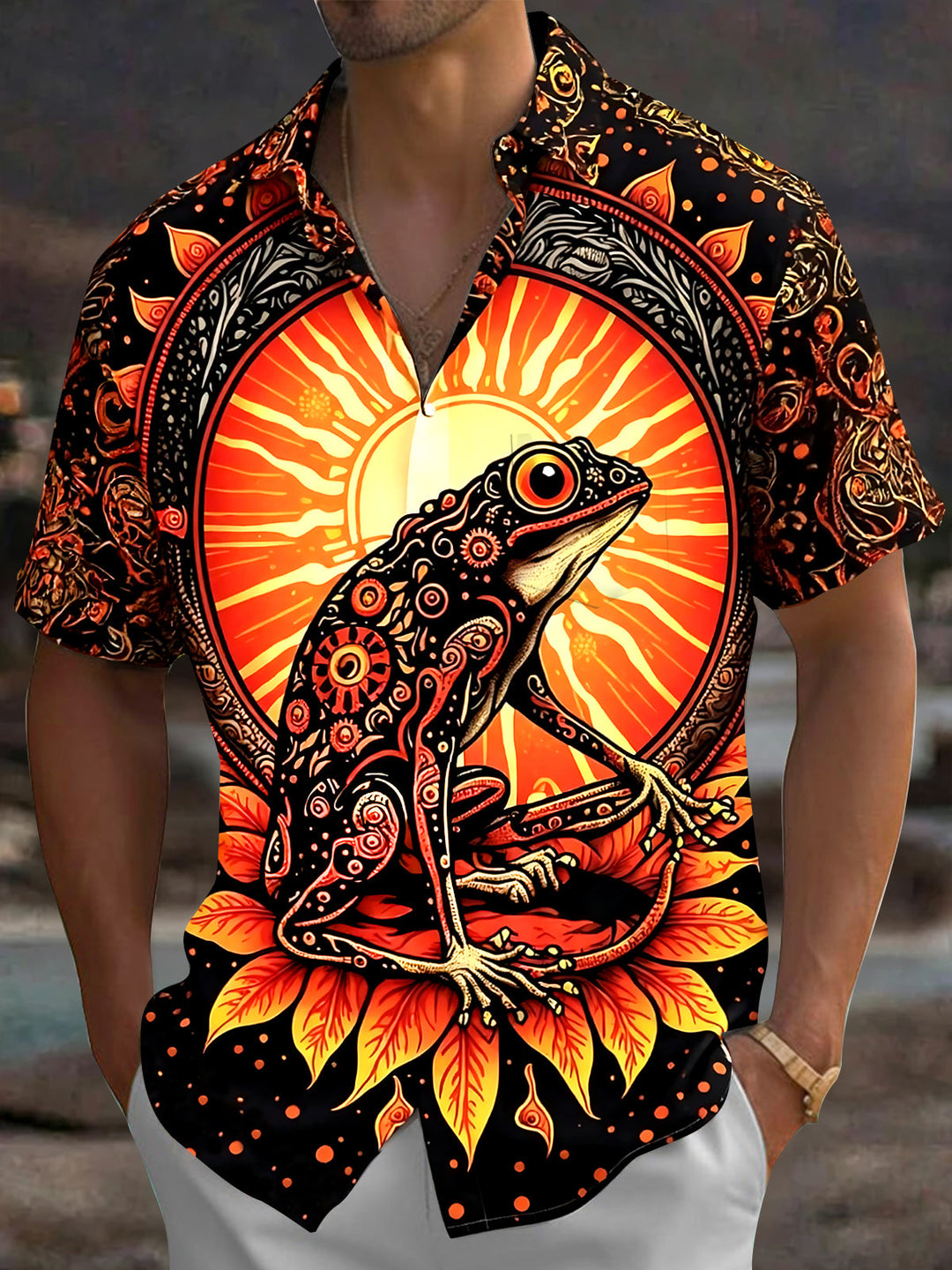 Vintage Frog Men's Pocket Short Sleeve Shirts
