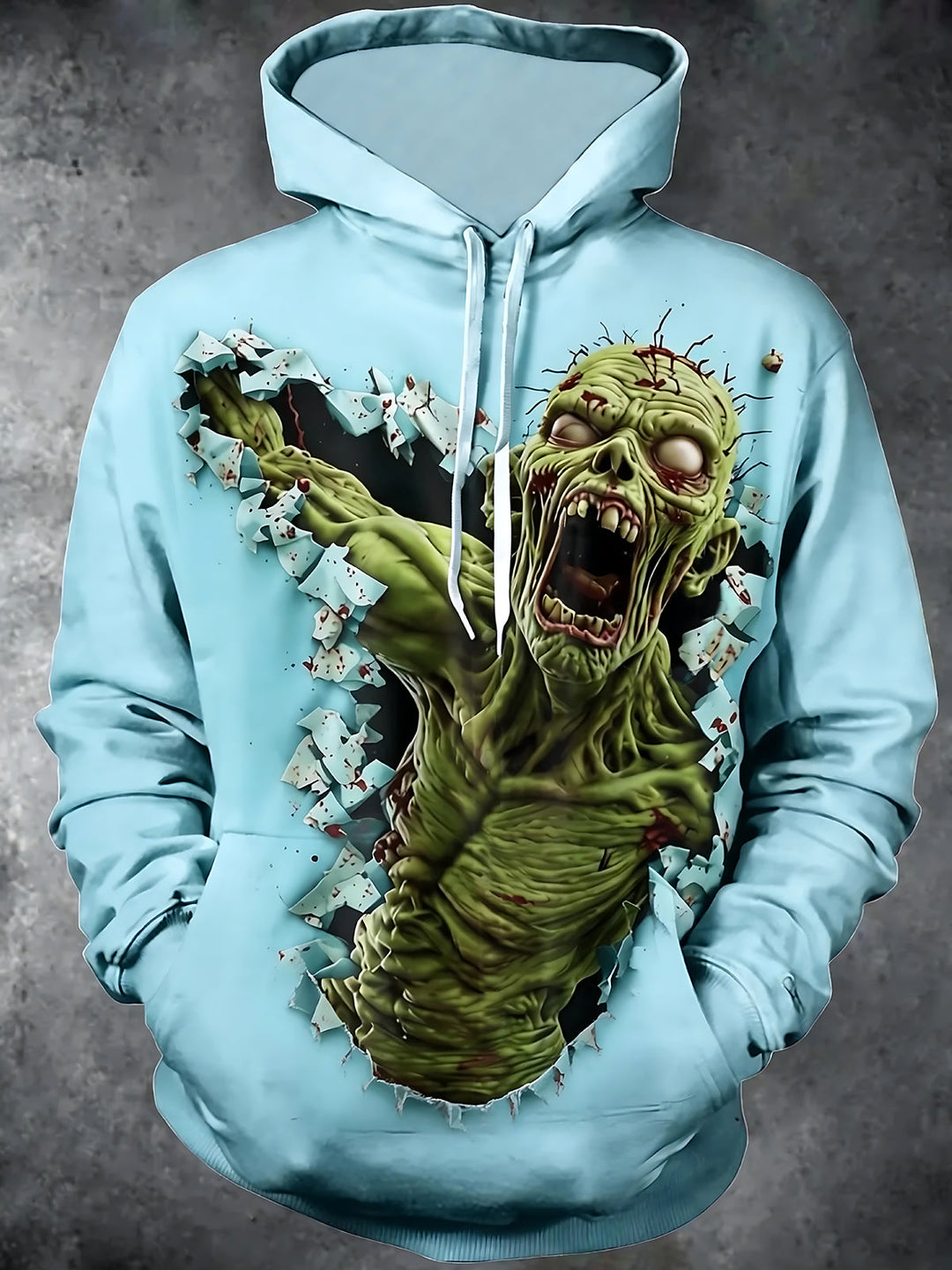 Terrifying Zombies Men's Long Sleeve Pocket Hooded Sweatshirt