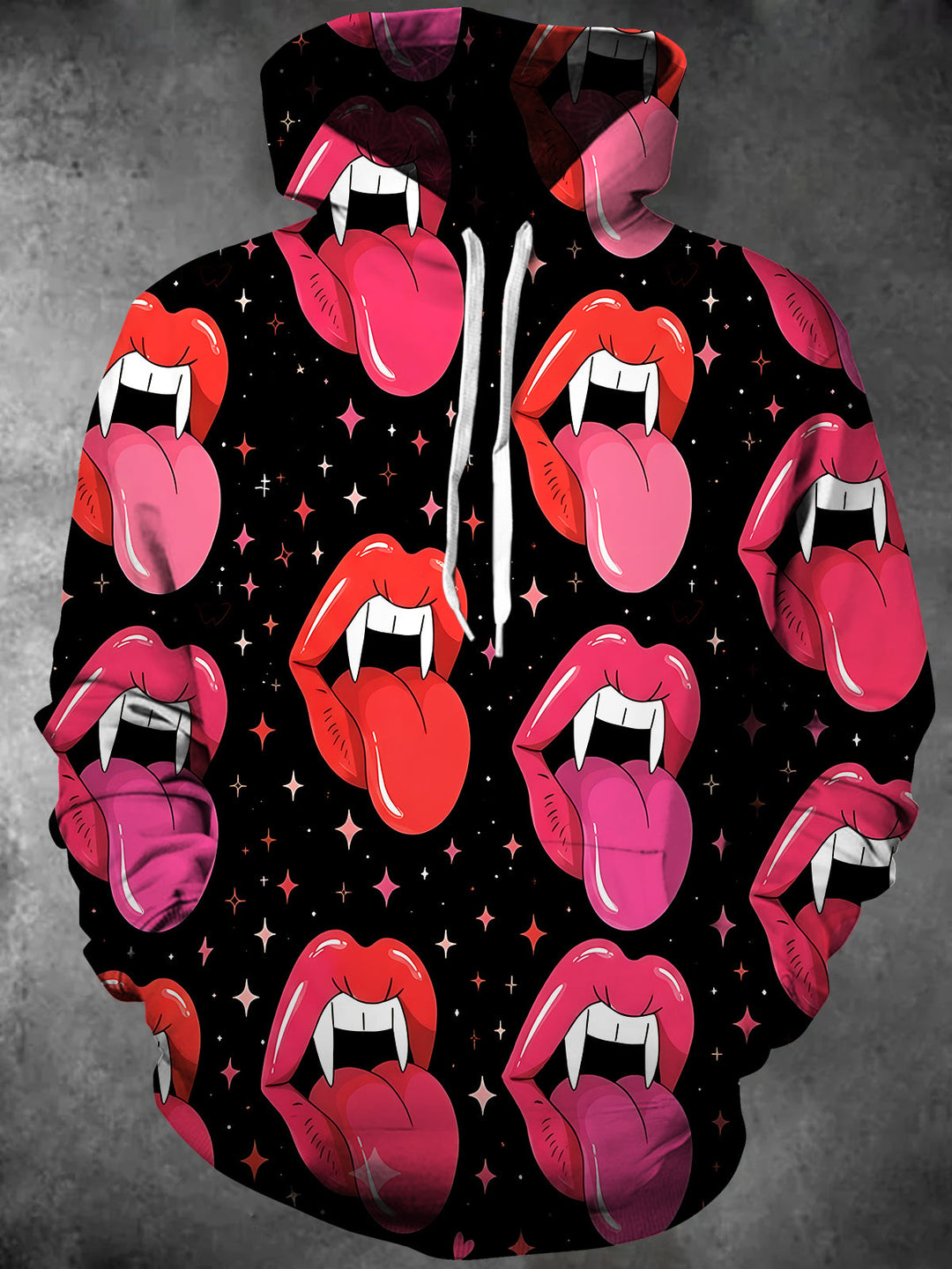 Halloween Vampire Men's Long Sleeve Pocket Hooded Sweatshirt