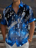 Oceanlyte Men's Graphic Microphone Print Short Sleeve Shirt with Chest Pocket