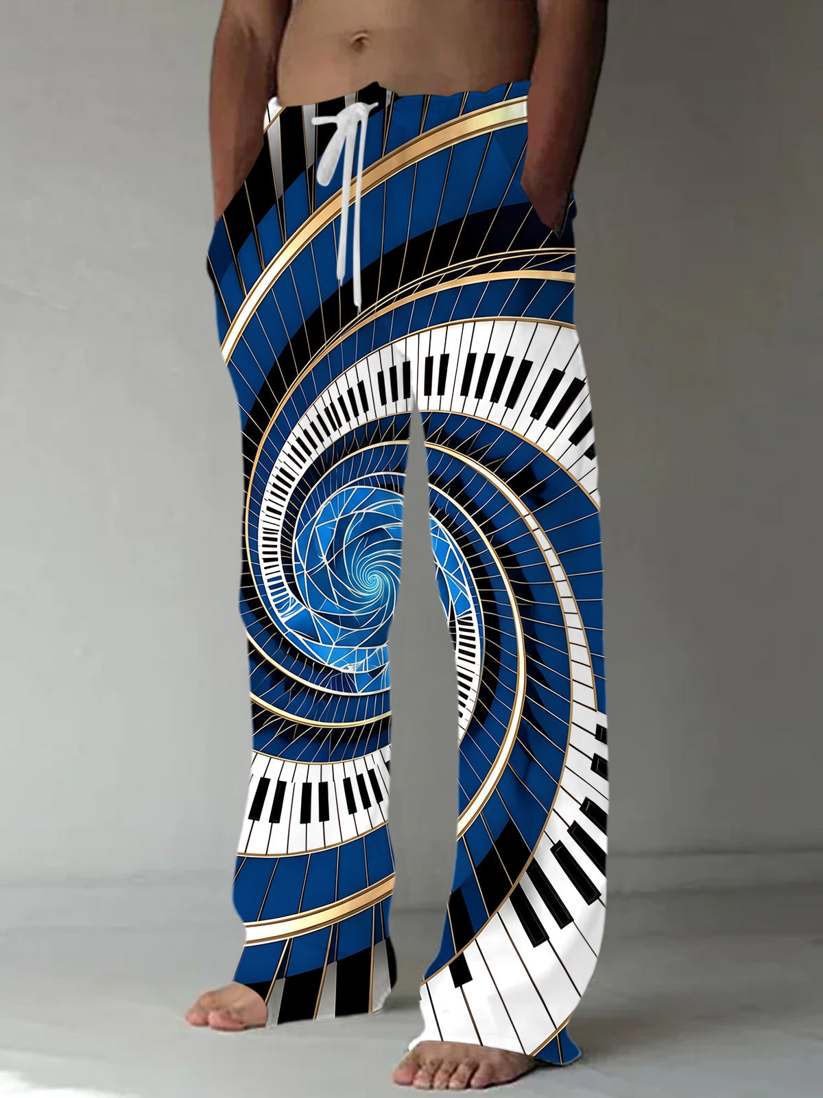 Oceanlyte Men's Graphic Piano Keys Spiral Print Pants