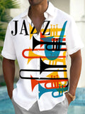 Oceanlyte Men's Graphic Musical Instruments Print Short Sleeve Shirt with Chest Pocket