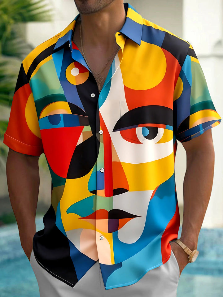 Oceanlyte Men's Graphic Printed Print Short Sleeve Shirt with Chest Pocket