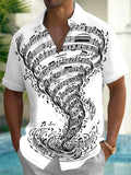 Oceanlyte Men's Graphic Musical Notes Tornado Print Short Sleeve Shirt with Chest Pocket