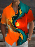 Oceanlyte Men's Printed Abstract Fluid Art Print Short Sleeve Shirt with Chest Pocket