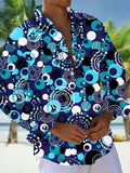 Oceanlyte Men's Patterned Geometric Circles Pattern Long Sleeve Shirt with Chest Pocket