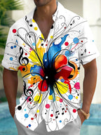 Oceanlyte Men's Graphic Colorful Butterfly Print Short Sleeve Shirt with Chest Pocket
