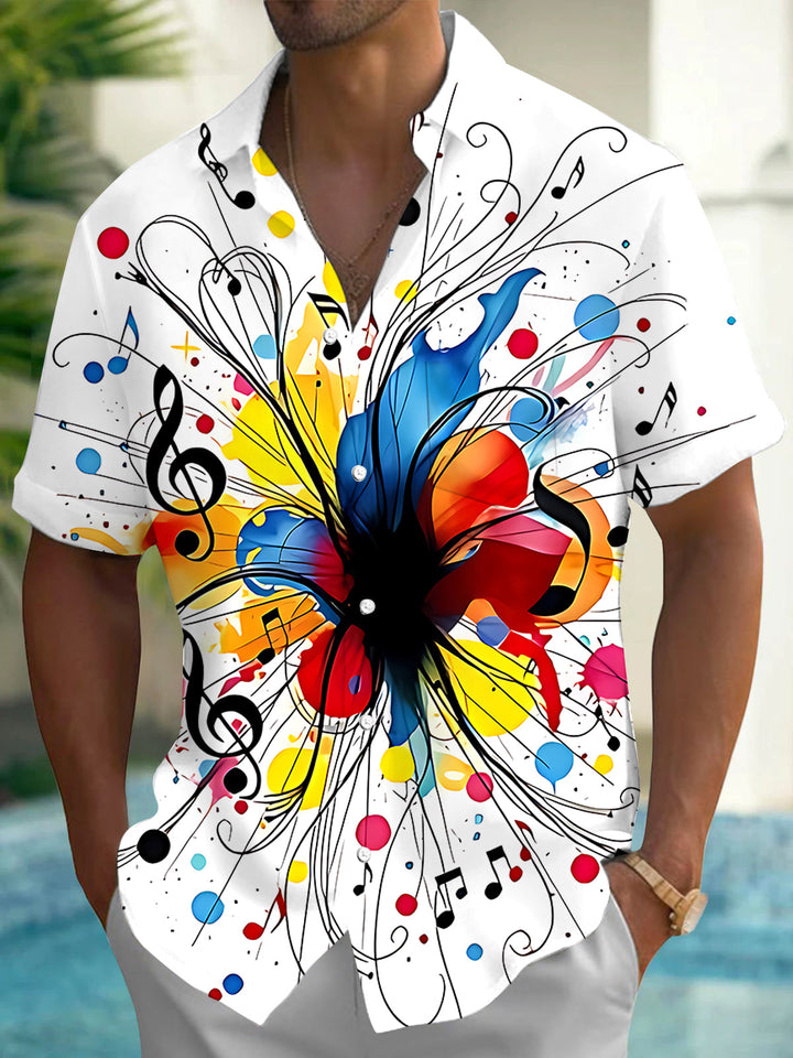 Oceanlyte Men's Graphic Colorful Butterfly Print Short Sleeve Shirt with Chest Pocket