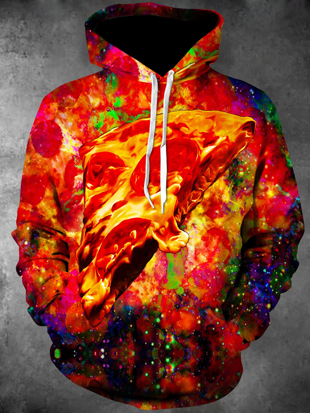 Oceanlyte Men's Graphic Pizza Slice Print Long Sleeve Hoodie with Chest Pocket