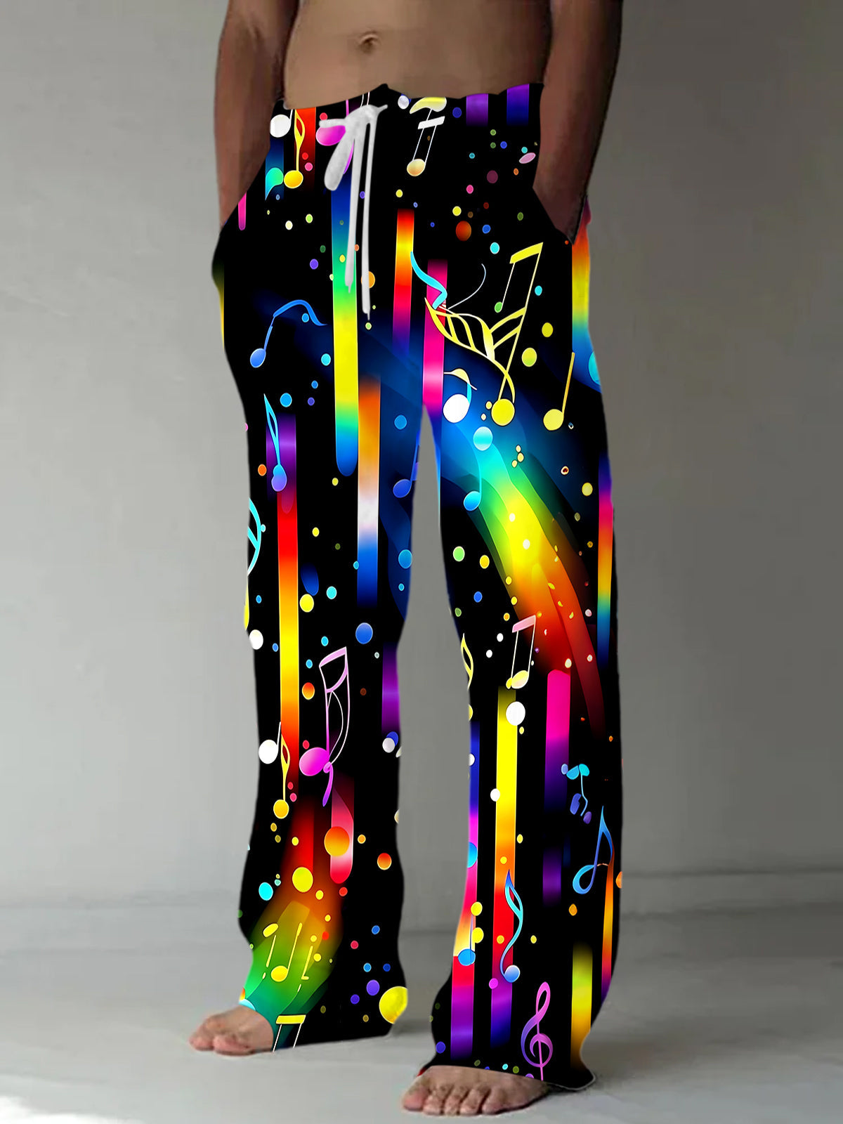 Oceanlyte Men's Graphic Rainbow Musical Notes Print Pants