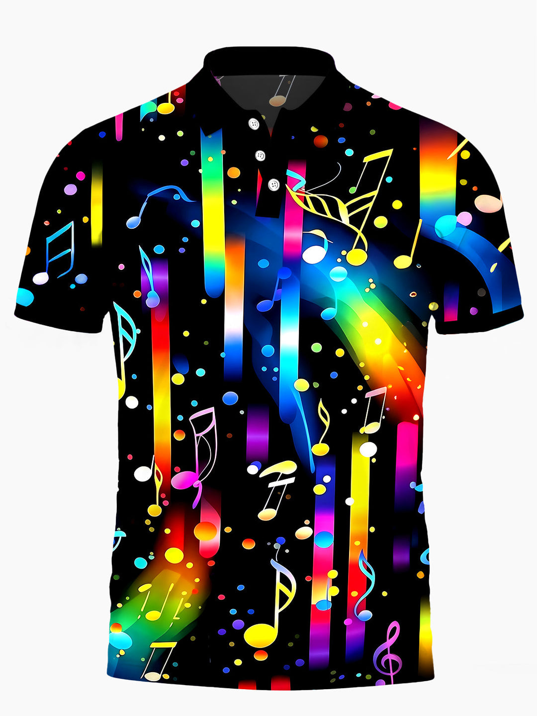 Oceanlyte Men's Graphic Colorful Musical Notes Print Short Sleeve Shirt